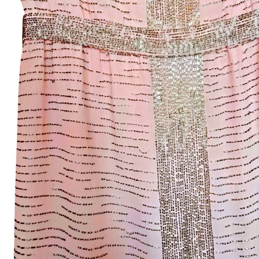Vintage 1960s Malcolm Starr Beaded Evening Gown Pink Column Dress Hong Kong 10 - Picture 14 of 15